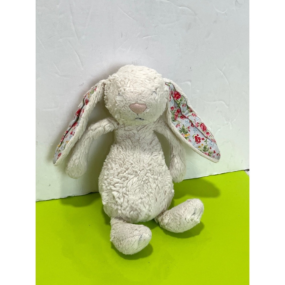 Jellycat Bashful Bunny 12in Cream Floral Ears Stuffed Animal Plush JCINC1280